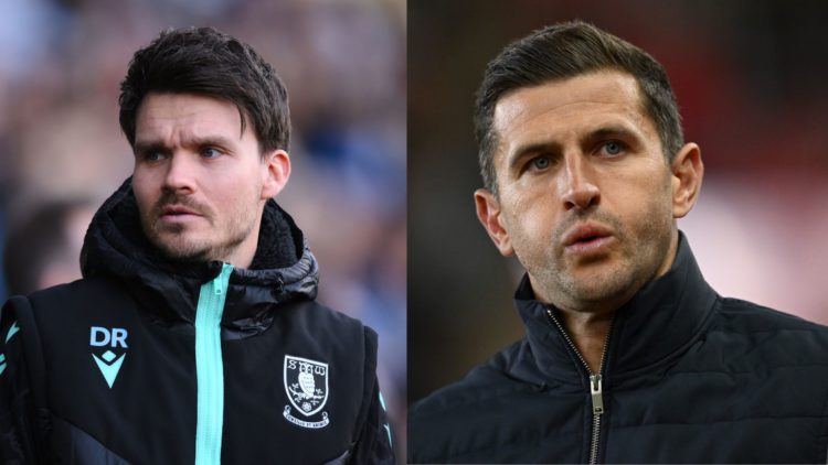 Sheffield Wednesday manager Danny Rohl on the left. Portsmouth manager John Mousinho on the right.